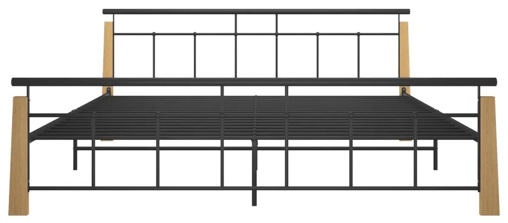 Πλαίσιο Κρεβατιού 200 x 200 εκ. Μέταλλο/Μασίφ Ξύλο Δρυός - Μαύρο