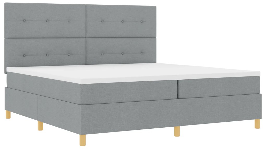 vidaXL Κρεβάτι Box Spring με Στρώμα & LED Φωτισμό Γκρι Ανοιχτό 200x200 εκ. Υλικό