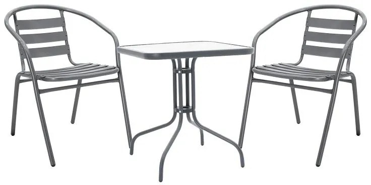 Σετ κήπου - Τραπεζαρία Watson - Tade 3 τεμ. μέταλλο - γυαλί ανθρακί 70x70x70 εκ. 70x70x70 εκ.