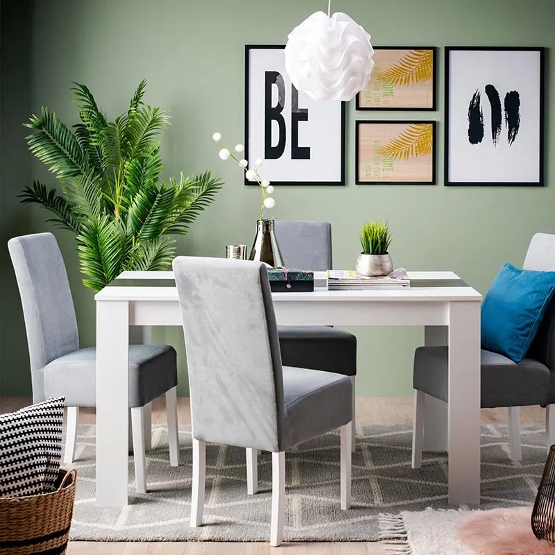 Τραπέζι Τραπεζαρίας Domus Λευκό - Μαύρο - Grey Wood 135x80.5x74.5 εκ.