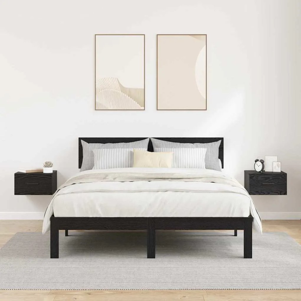 vidaXL Κομοδίνο 2 pcs Μαύρη δρυς 35 x 35 x 20 εκ Επεξεργασμένο ξύλο