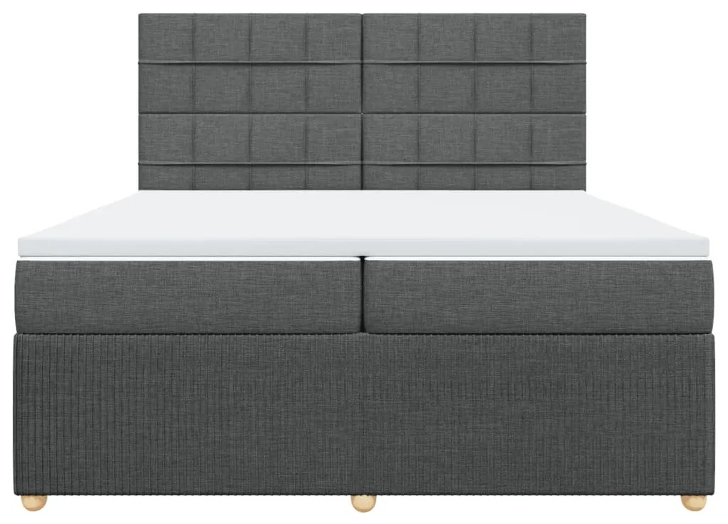 vidaXL Κρεβάτι Boxspring με Στρώμα Σκούρο Γκρι 200x200 εκ. Υφασμάτινο