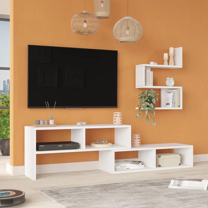 Σύνθετο σαλονιού Kakomo pakoworld σε λευκή απόχρωση 170x29.5x43εκ (1 τεμάχια)