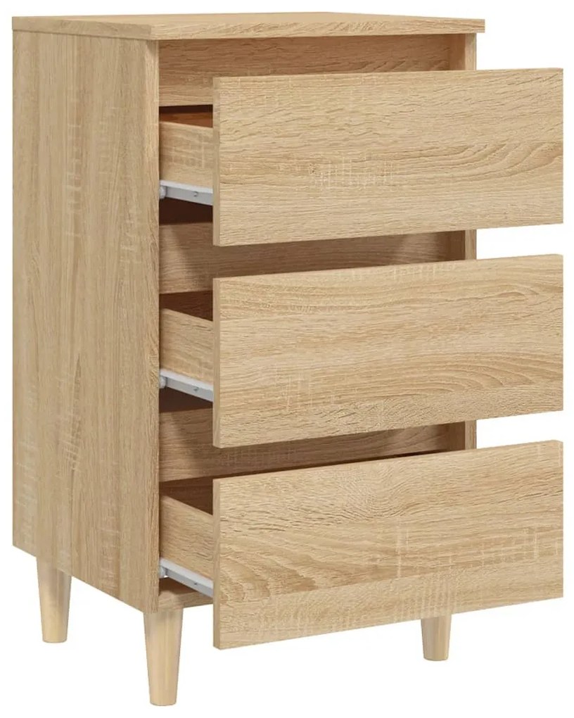 vidaXL Κομοδίνο Sonoma Δρυς 40 x 35 x 69 εκ. με Μασίφ Ξύλινα Πόδια