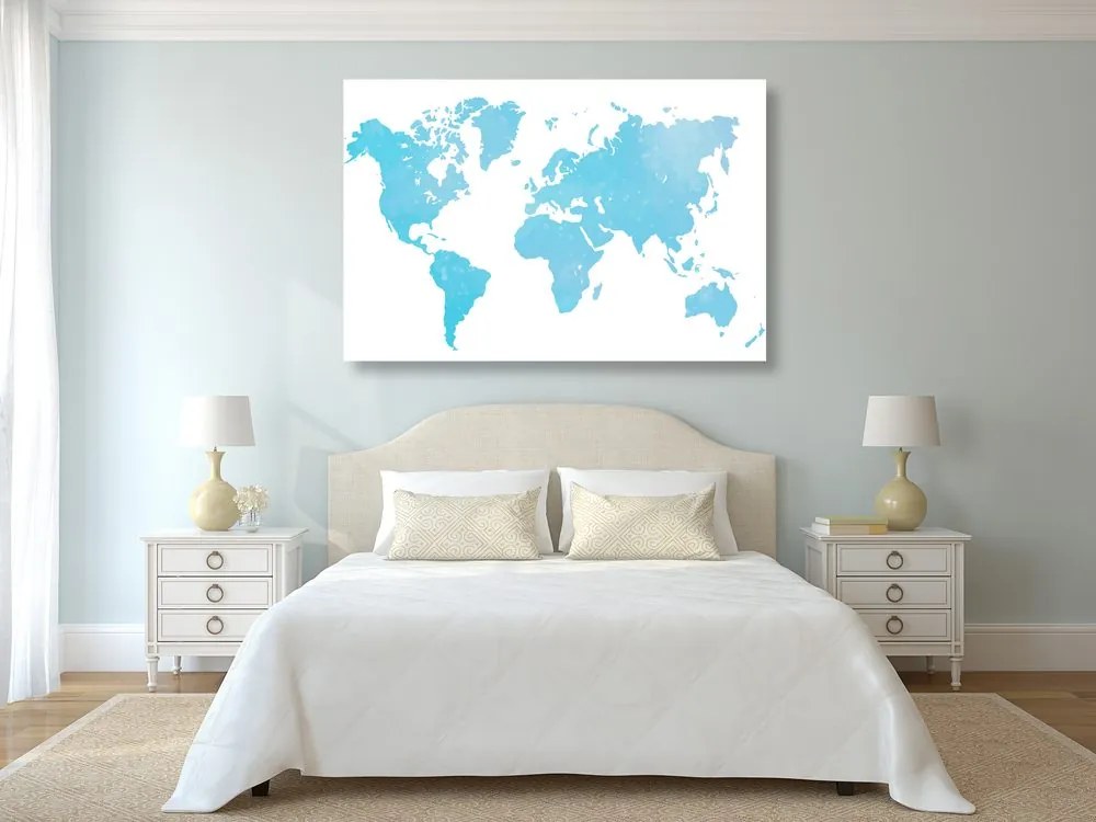 Εικόνα στον παγκόσμιο χάρτη φελλού σε μπλε απόχρωση - 120x80  transparent