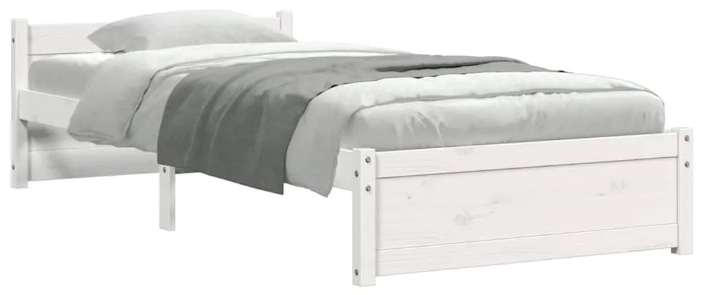 vidaXL Πλαίσιο Κρεβατιού Λευκό 75x190 εκ. Μασίφ Ξύλο Small Single