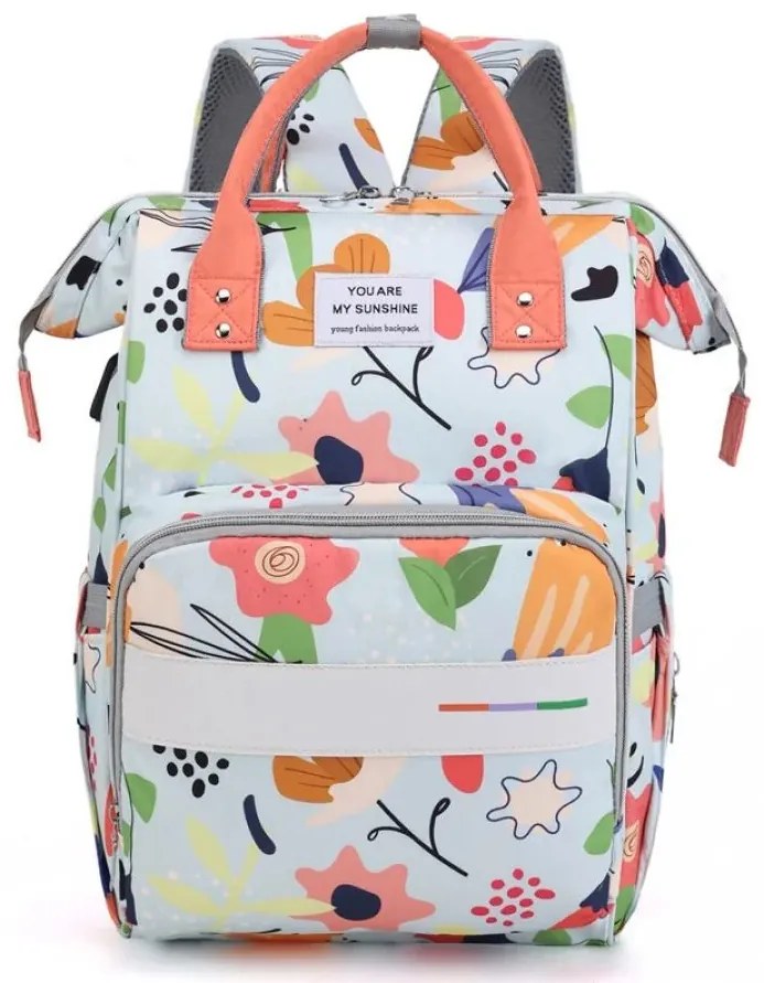 Τσάντα Πλάτης Μωρού B-407 40x26cm Light Blue-Multi My Sneshiun Ύφασμα