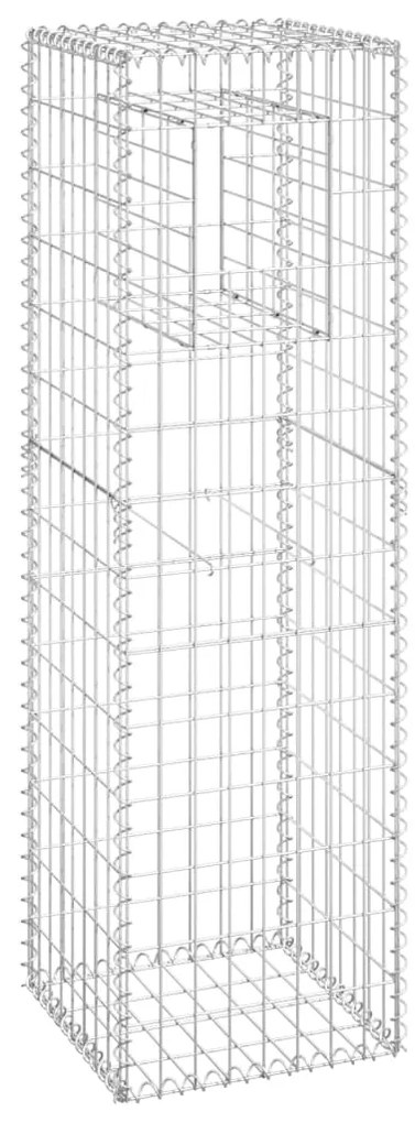 Συρματοκιβώτια Στύλοι 2 τεμ. 40 x 40 x 140 εκ. Σιδερένιοι - Ασήμι