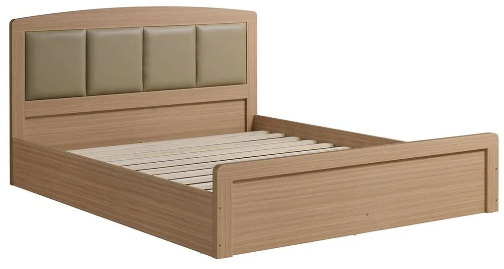 Κρεβάτι Διπλό CALIBER Φυσικό/Μπεζ MDF/PU 158x210x100cm (Για Στρώμα 150x200cm)