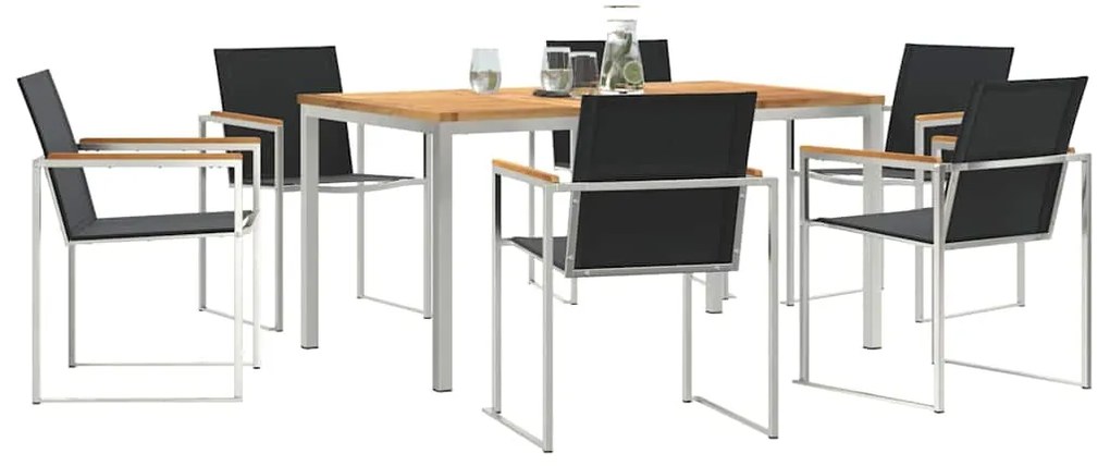 vidaXL Σέτ φαγητού για κήπο 7 pcs Συμπαγές Ξύλο Τικ