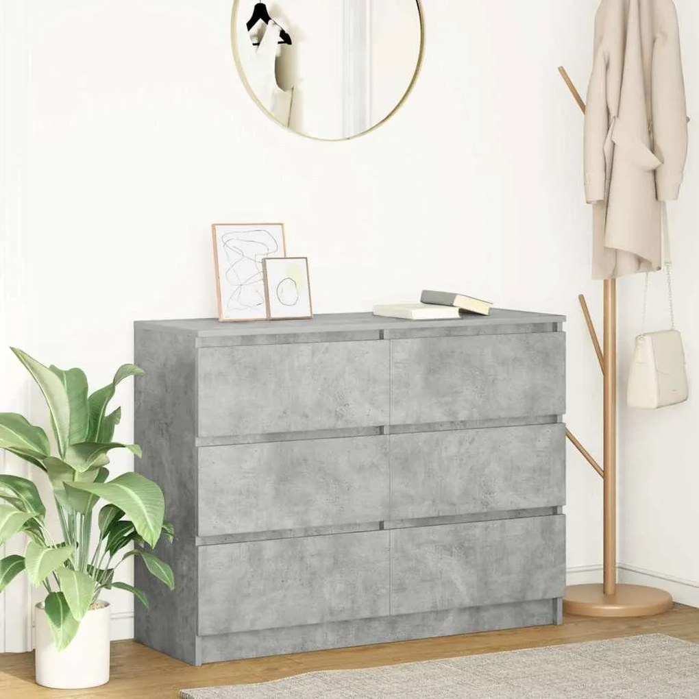 Sideboard Μπετόν Γκρι 100x35x76 cm Κατασκευασμένο ξύλο - Γκρι