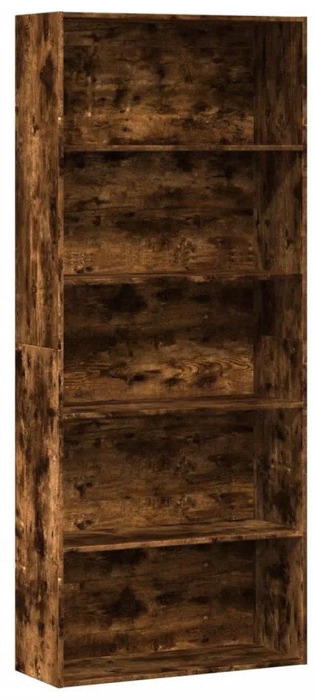 Ντουλάπι βιβλίων καπνιστή δρυς 80x30x189 cm Κατασκευασμένο ξύλο - Καφέ