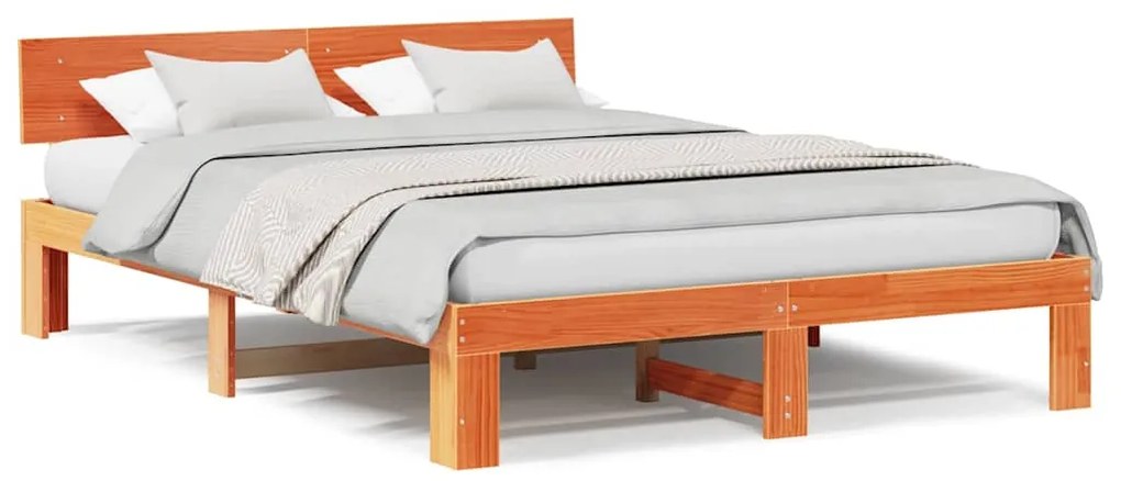 vidaXL Σκελετός Κρεβατιού Καφέ 160 x 200 cm Μασίφ ξύλο πεύκου