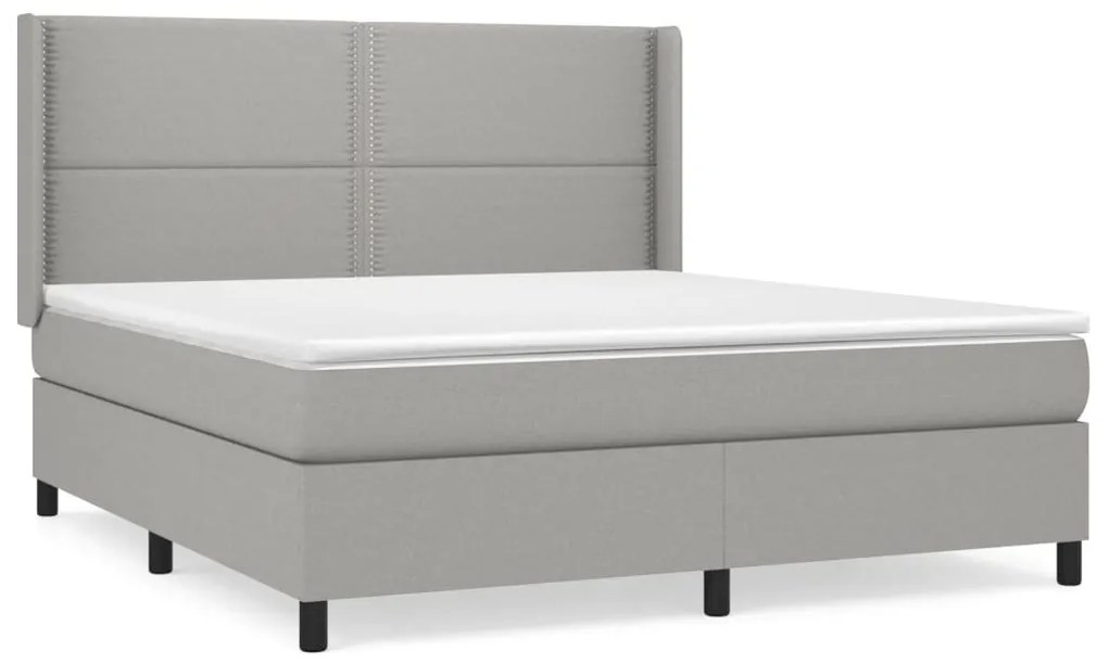 vidaXL Κρεβάτι Boxspring με Στρώμα Ανοιχτό Γκρι 180x200 εκ. Υφασμάτινο