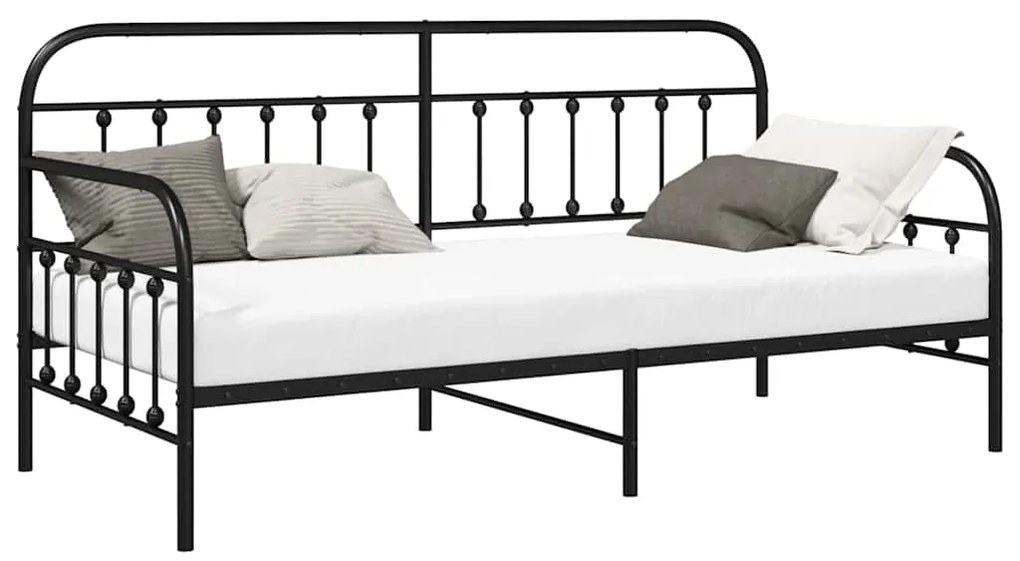 vidaXL Σκελετός κρεβατιού ημέρας Μαύρο 90 x 200 cm