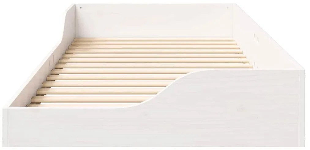 vidaXL Κρεβάτι δαπέδου Λευκό 90 x 210 cm Μασίφ ξύλο πεύκου