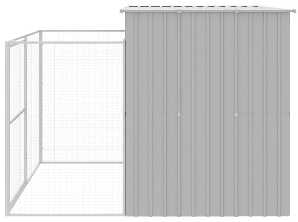 vidaXL Σπιτάκι Σκύλου με Αυλή Αν. Γκρι 214x253x181 εκ. Γαλβαν. Χάλυβας