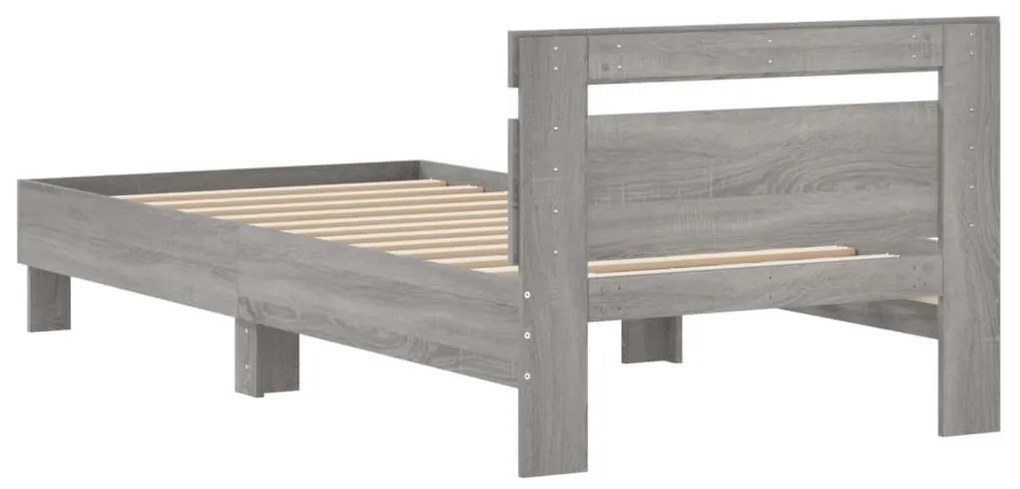 vidaXL Πλαίσιο Κρεβατιού με Κεφαλάρι Γκρι Sonoma 75x190 εκ. Επεξ. Ξύλο