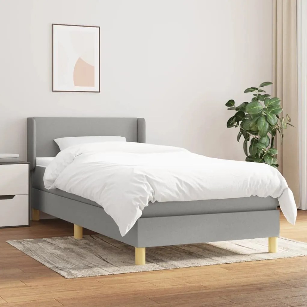 ΚΡΕΒΑΤΙ BOXSPRING ΜΕ ΣΤΡΩΜΑ ΑΝΟΙΧΤΟ ΓΚΡΙ 90X190 ΕΚ. ΥΦΑΣΜΑΤΙΝΟ 3130073