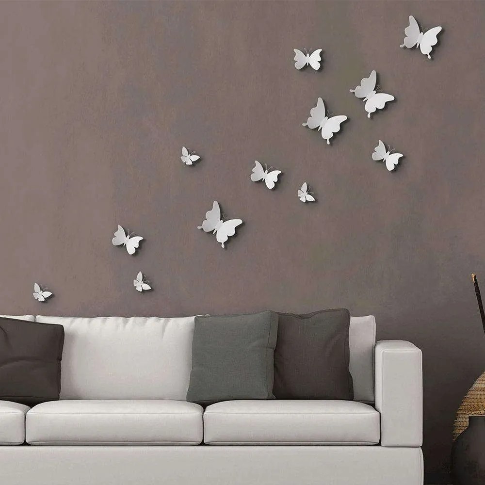 Αυτοκόλλητα Τοίχου Πολυπροπυλενίου Butterflies 3D 24001 White Ango