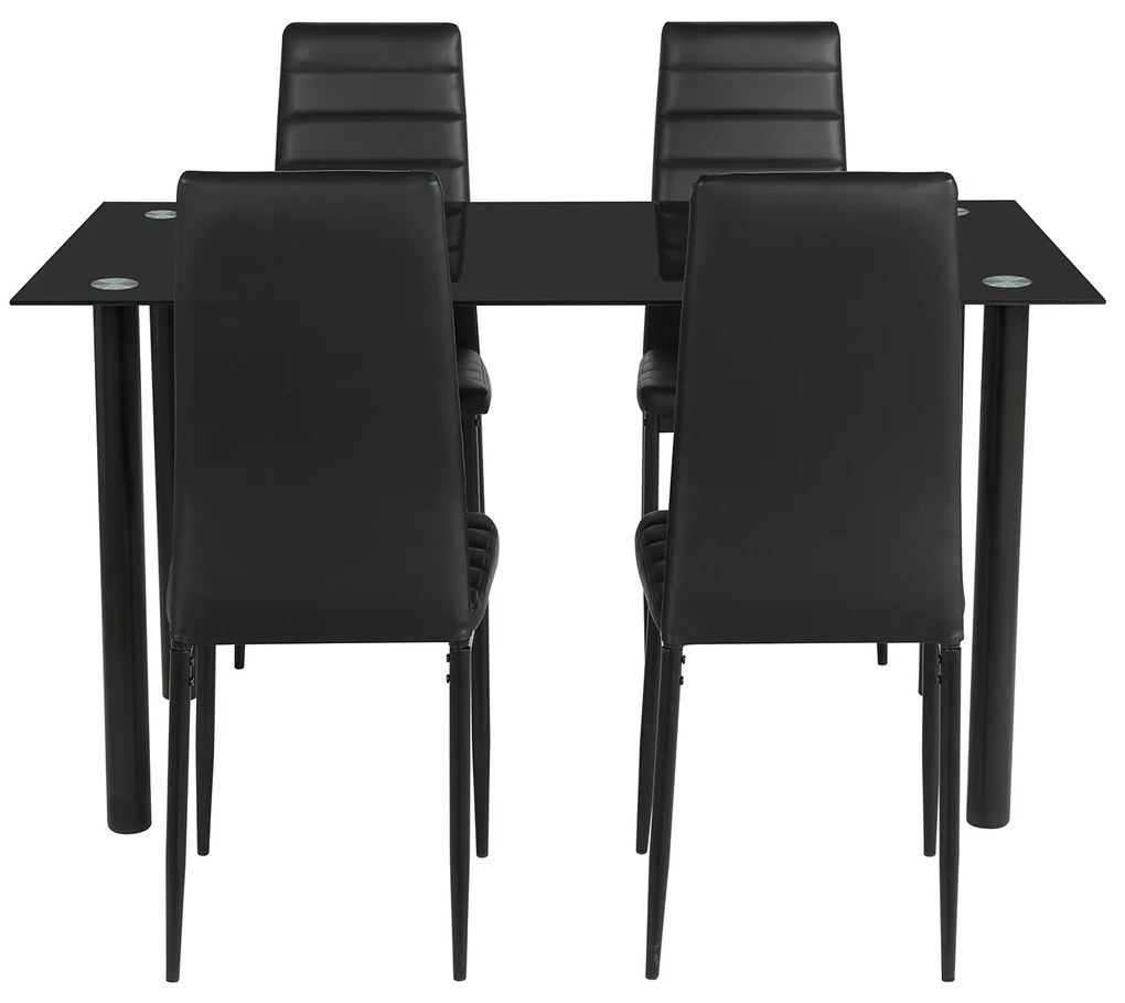 Σετ Τραπεζαρίας (4+1) ArteLibre TAGETES Μαύρο 120x70x75cm