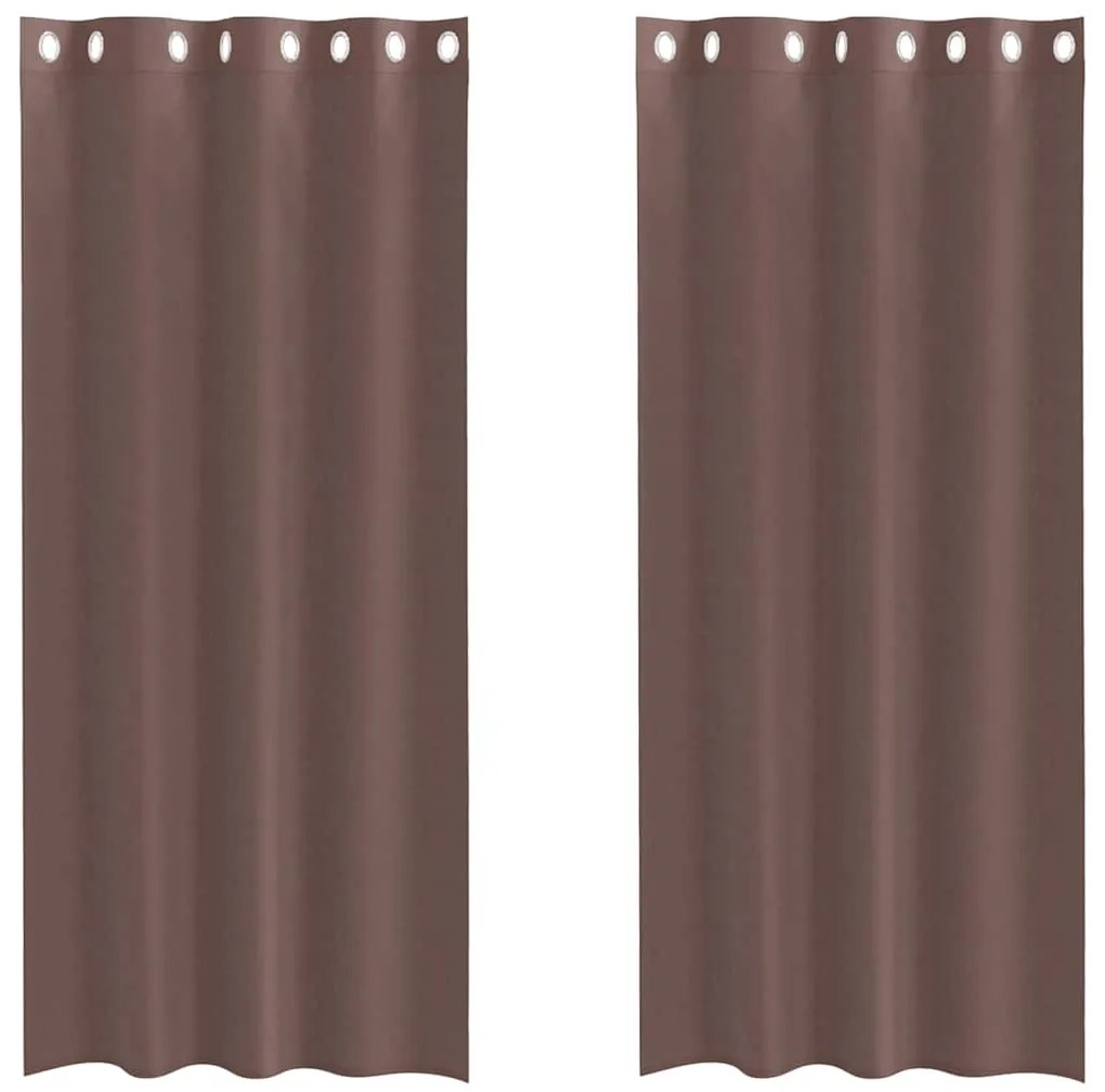 vidaXL Κουρτίνες Voile με ροδέλες 2 τεμάχια Καφέ 140x245 εκ.