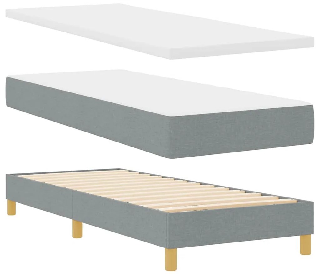 vidaXL Κρεβάτι box spring με στρώμα Ανοιχτό γκρι 80 x 200 cm ύφασμα