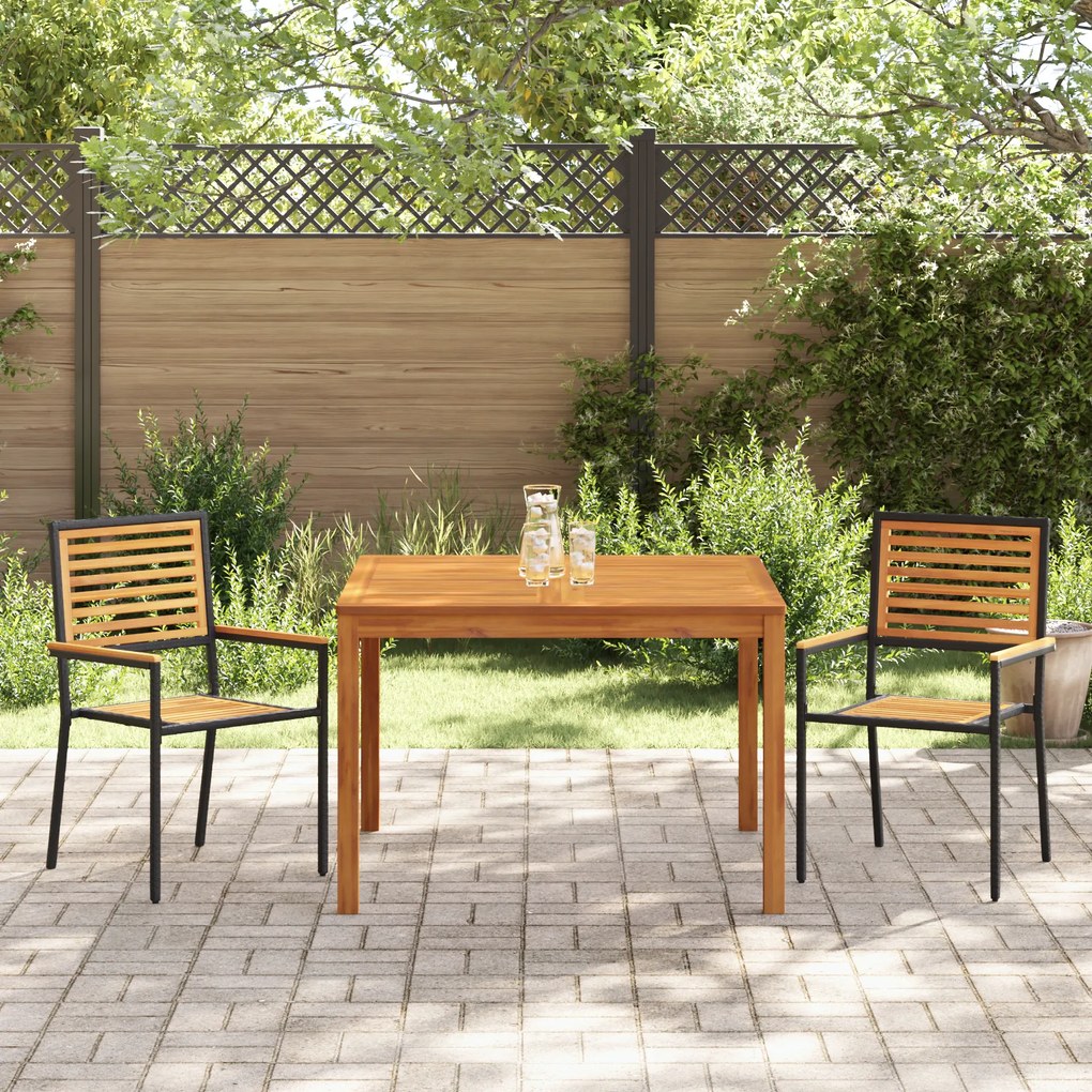 vidaXL Σετ Εξωτερικής Τραπεζαρίας 3 pcs Μαύρο 110 x 110 x 75 cm