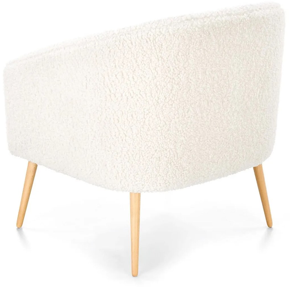Πολυθρόνα Houston 1325, Άσπρο, 78x77x67cm, 14 kg, Ταπισερί, Πόδια: Ξύλο | Epipla1.gr
