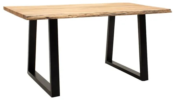 Τραπέζι Miles Slim pakoworld μασίφ ξύλο ακακίας σε φυσική απόχρωση με μαύρα μεταλλικά πόδια 140x80x7