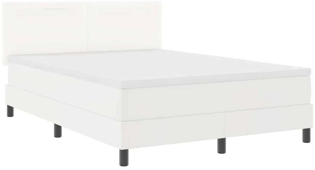 vidaXL Κρεβάτι με Στρώμα με στρώμα Λευκό 140 x 190 cm Τεχνητό δέρμα