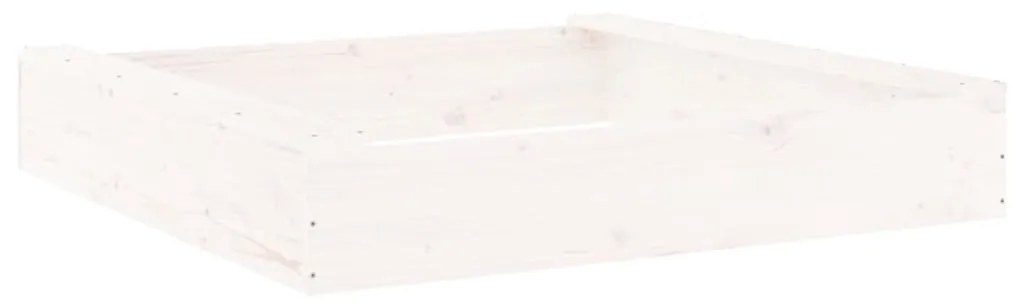 vidaXL Αμμοδόχος με Καθίσματα Λευκή Τετράγωνη από Μασίφ Ξύλο Πεύκου