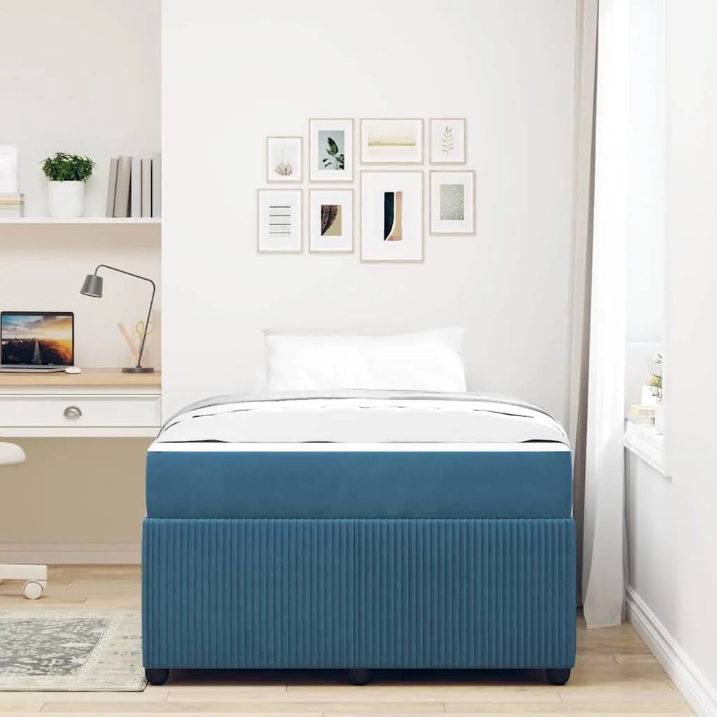 vidaXL Σκελετός κρεβατιού με στρώμα Άλλο Μπλε 120 x 190 cm Βελούδο