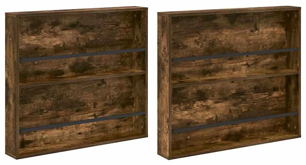 vidaXL Ράφι Περιοδικών με ράφι 2 pcs Καπνιστό Δρύς 80 x 12 x 70 εκ