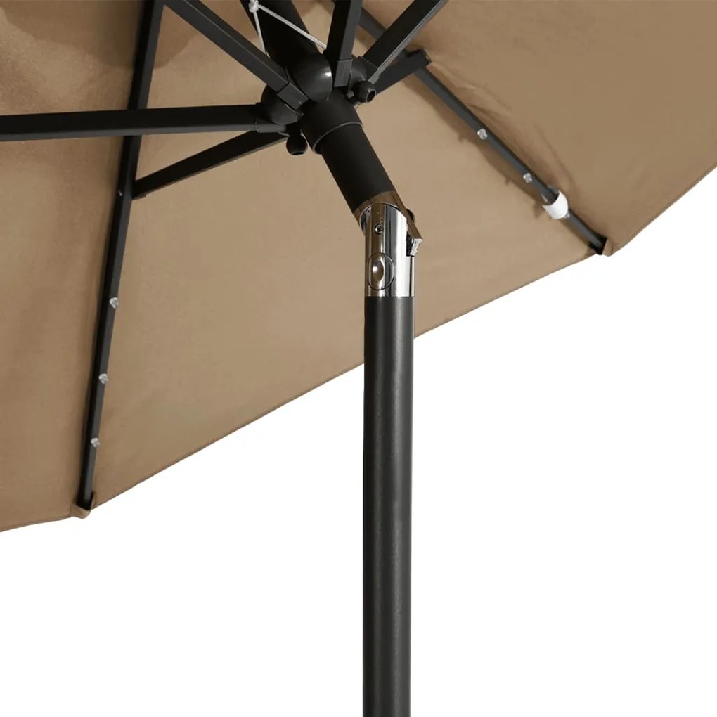Ομπρέλα Κήπου με LED και Ατσάλινο Ιστό Taupe 225x225x212 εκ. - Μπεζ-Γκρι