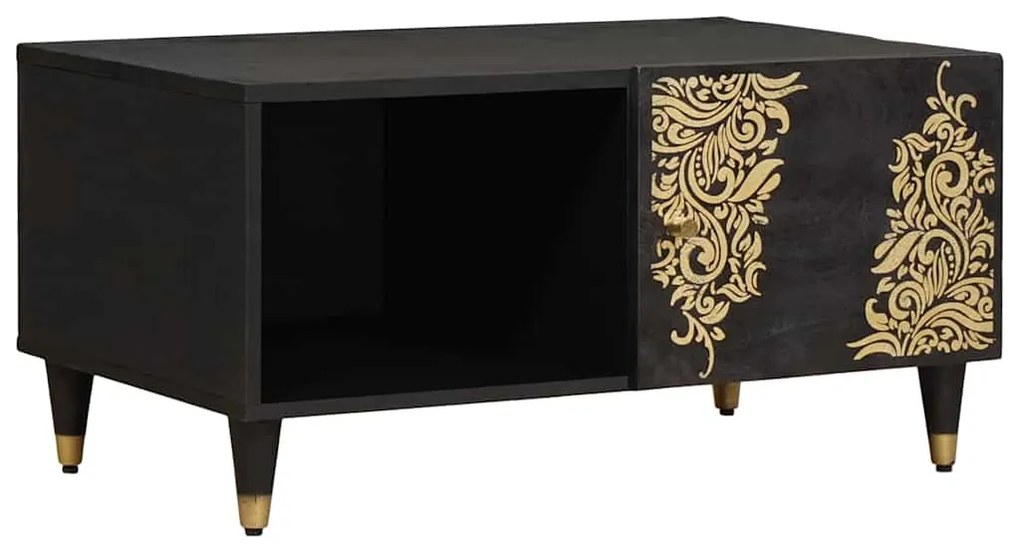 vidaXL Τραπεζάκι σαλονιού Μαύρο 80 x 50 x 40 cm Στερεό ξύλο μάνγκο