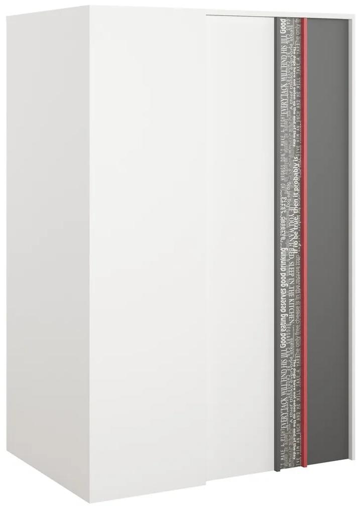 Γωνιακή ντουλάπα Fresno AC100, Κόκκινο, Άσπρο, Γραφίτης, 199x130x93cm, Πόρτες ντουλάπας: Με μεντεσέδες