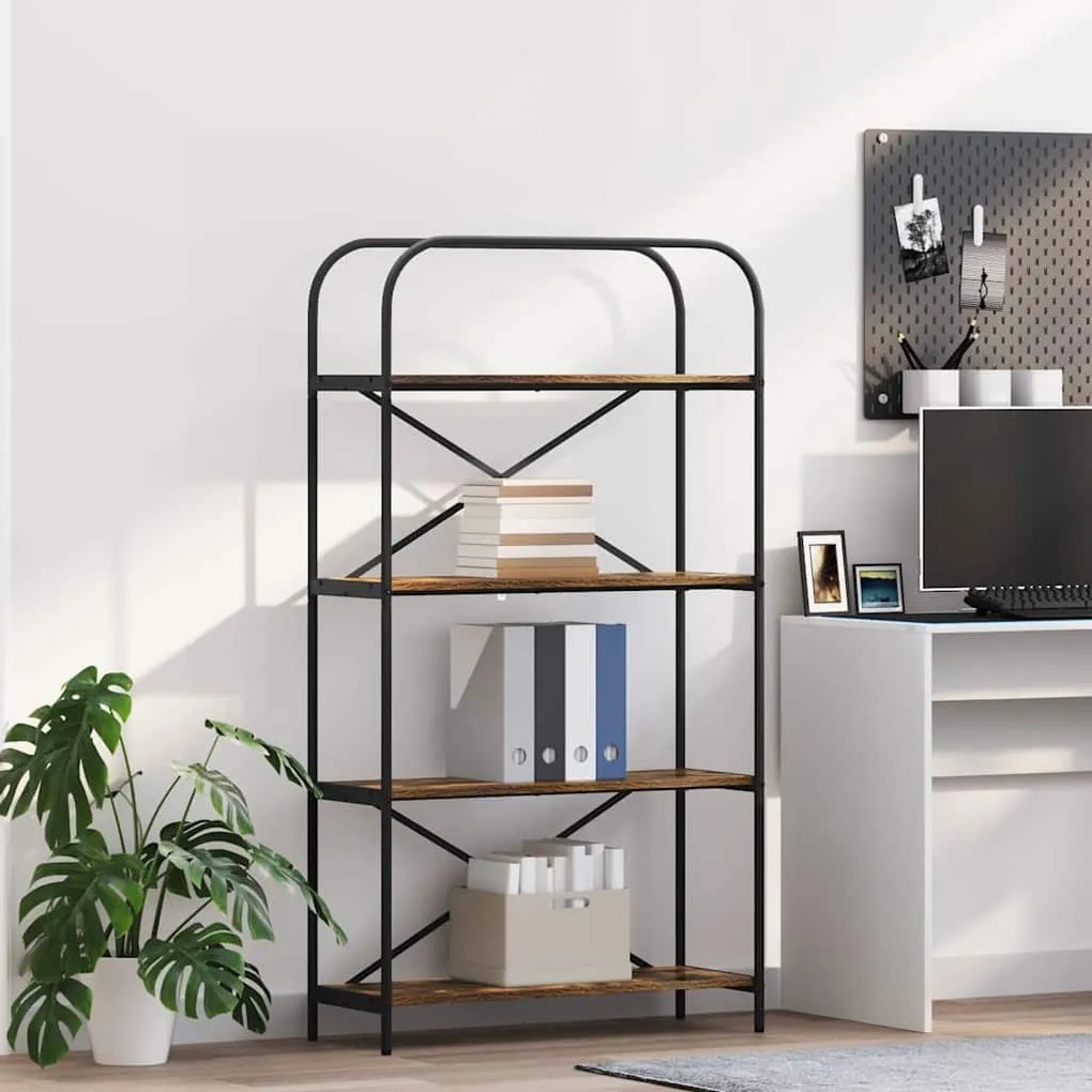 vidaXL Ράφι Βιβλίων Καπνιστή δρυς 80 x 30 x 146 εκ Επεξεργασμένο ξύλο