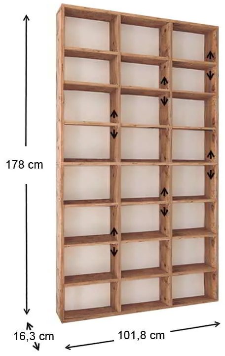 Βιβλιοθήκη μελαμίνης Fyodor Megapap χρώμα pine oak 102x16x178εκ.