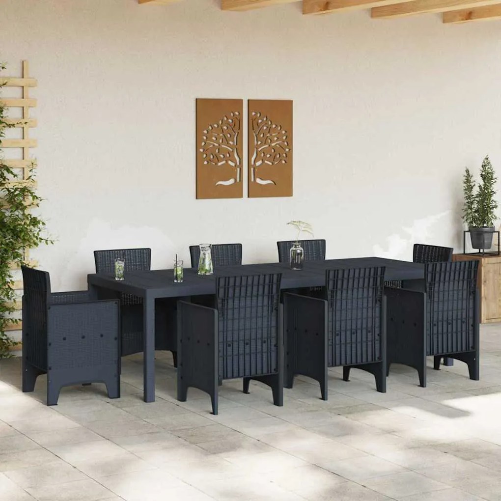 vidaXL Τραπέζι Κήπου Ανθρακί 250 x 100 x 73 εκ συνθετικό ρατάν
