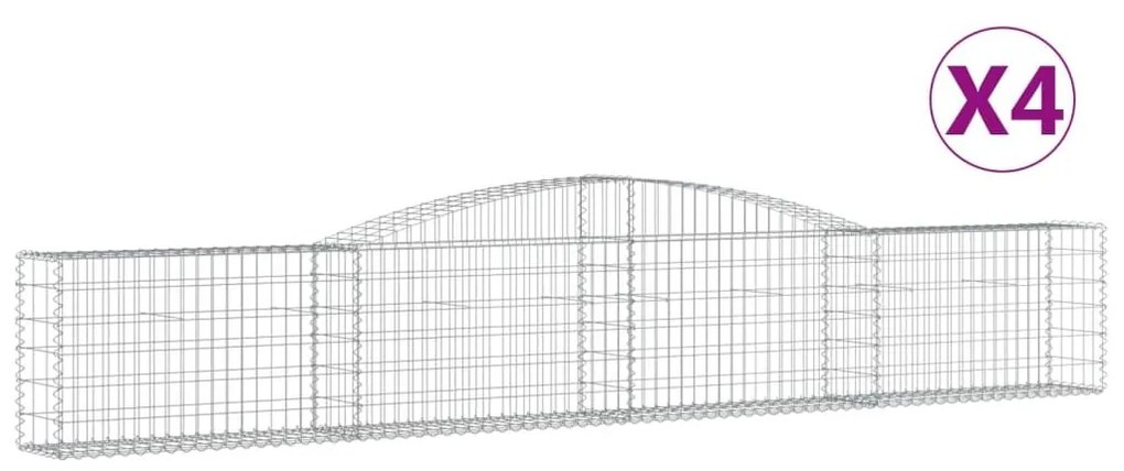 Συρματοκιβώτια Τοξωτά 4 τεμ. 400x30x60/80 εκ. Γαλβαν. Ατσάλι - Ασήμι