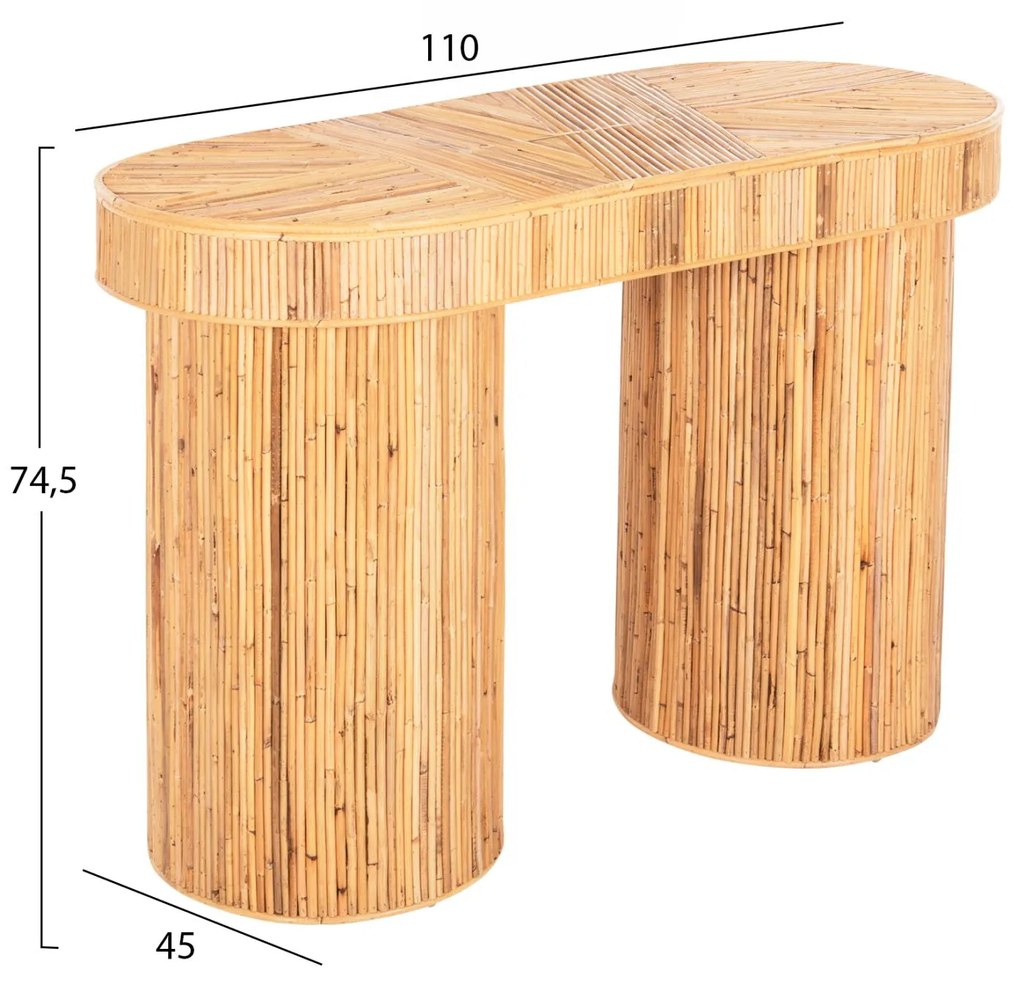 Κονσόλα Οβάλ GATSBY C9871 Φυσικό Rattan σε Φυσικό χρώμα 110x45x74,5Υεκ. 110x45x74.5 εκ.