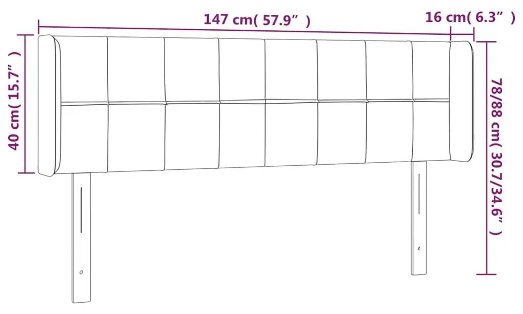 Κεφαλάρι με Πτερύγια Σκούρο Γκρι 147x16x78/88 εκ. Υφασμάτινο - Γκρι