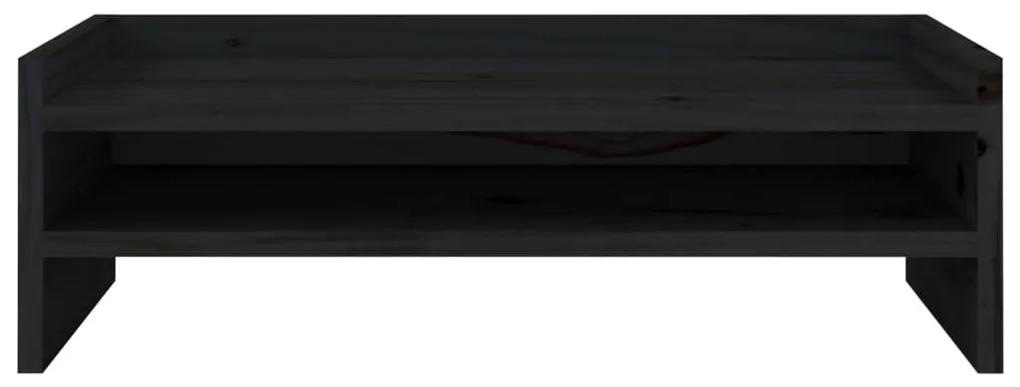 Βάση Οθόνης Μαύρη 50x24x16 εκ. από Μασίφ Ξύλο Πεύκου - Μαύρο