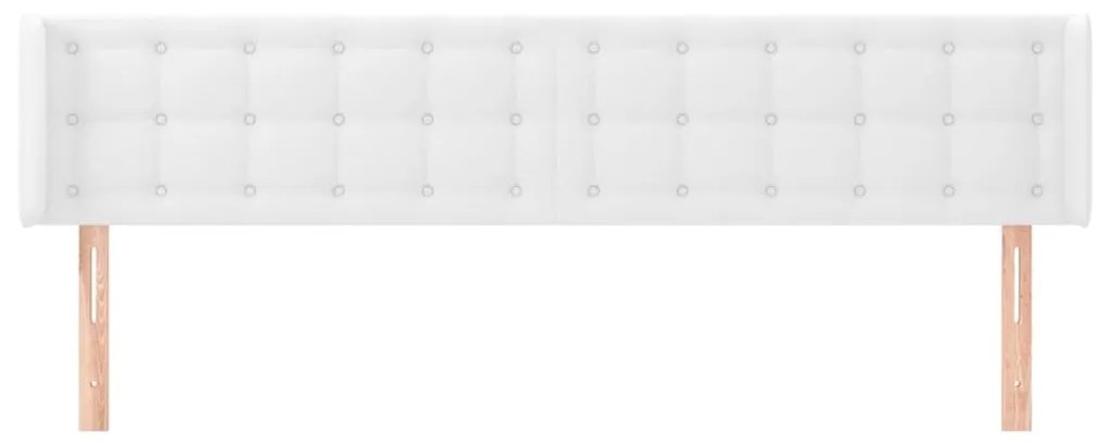 Κεφαλάρι με Πτερύγια Λευκό 183x16x78/88 εκ. Συνθετικό Δέρμα - Λευκό
