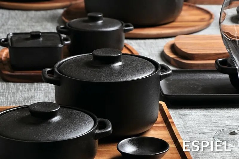 LAVA ΚΑΤΣΑΡΟΛΑΚΙ STONEWARE ΜΑΥΡΟ 13.5χ10χ6ΕΚ. ΣΕΤ 4τμχ - Espiel