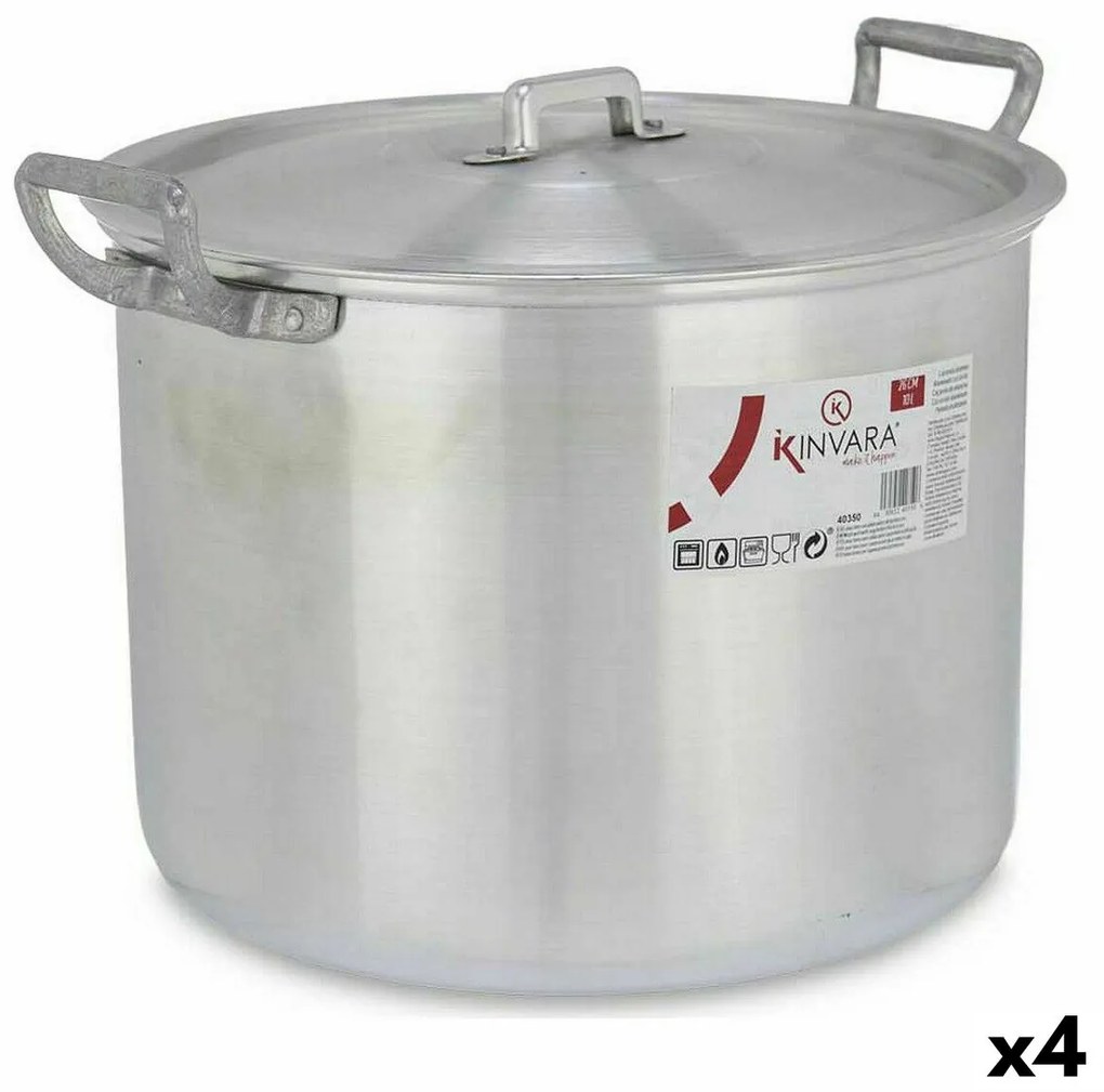 Κατσαρόλα με Καπάκι Kinvara Ασημί Αλουμίνιο 35,5 x 24 x 28 cm (4 Μονάδες)