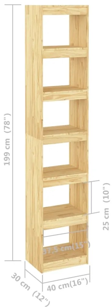 Βιβλιοθήκη/Διαχωριστικό Χώρου 40x30x199 εκ. Μασίφ Ξύλο Πεύκου - Καφέ