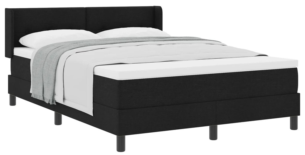 vidaXL Κρεβάτι με ελατήρια Μαύρο 140 x 200 cm Ύφασμα και αφρός