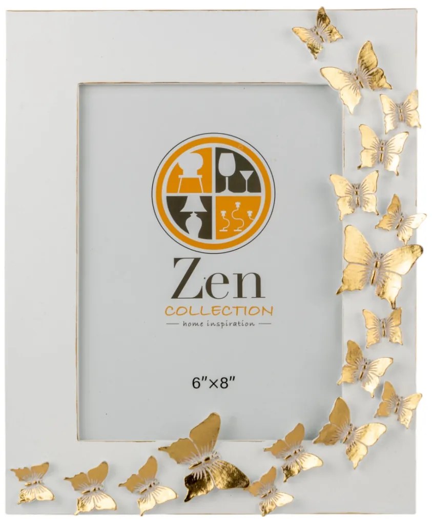 Κορνίζα Polyester Λευκή-Χρυσή Πεταλούδες 15x20εκ. Zen Collection 25.2.50713